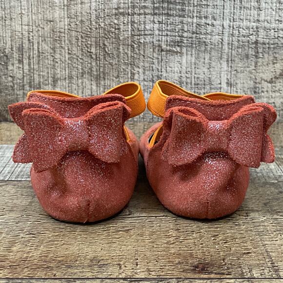 Monkey Feet Sparkly Orange Ballet Flats Elastic Strap Size 18-24 Months - Picture 7 of 9